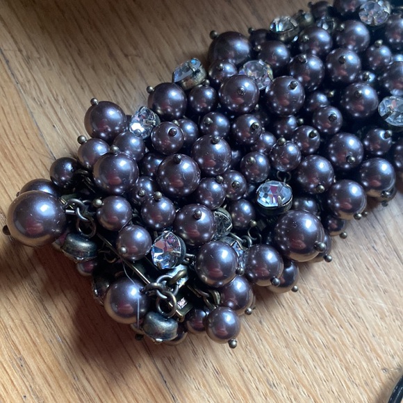 J crew costume set platinum rhinestone beaded bracelet & matching hoops NIB - Picture 7 of 12